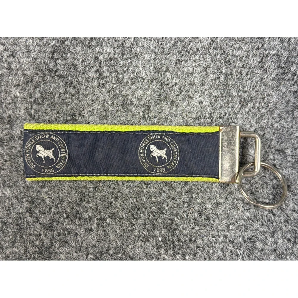 Devon Horse Show and Country Fair 1896 Keychain Navy Lime Green Equestrian Fob